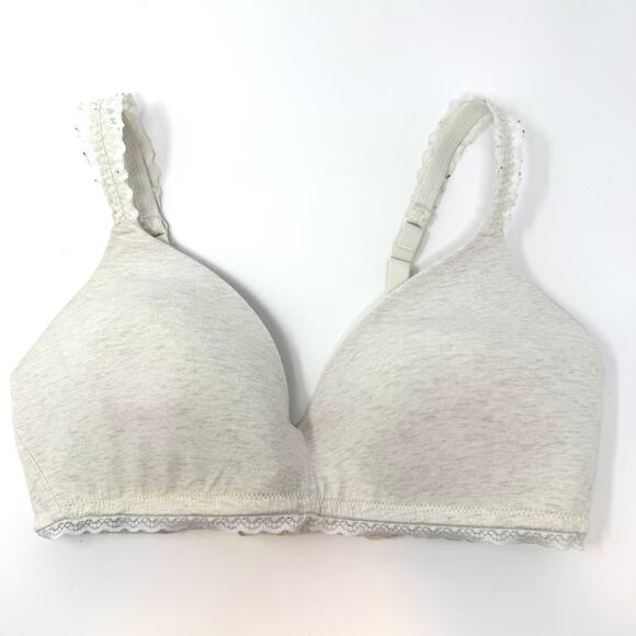 Aerie Wireless Lace Full Coverage Bra In Heathered Off White Size 36D - Picture 1 of 8